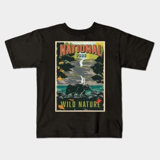 National park. Wild nature with beer on river Kids T-Shirt